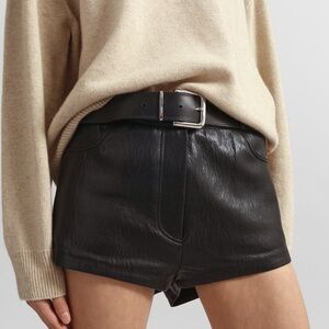 The Frankie Shop Nevis Black Leather micro  Shorts